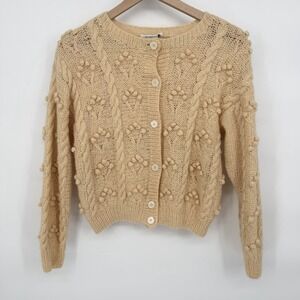 VTG Liz Claiborne Sz M 80s Collection Cardigan Mohair Handknit Sweater Bobbles